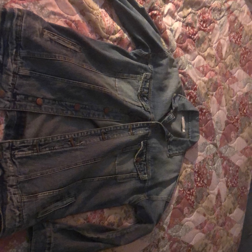 Oversized distressed denim jacket